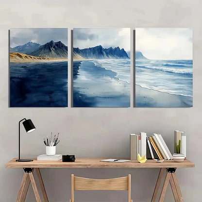 3pcs Icelandic Black Sand Beach Art Print Metal Print Ready to Hang Art