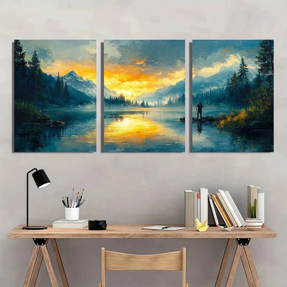 3pcs Serene River Scene Nature Metal Print Ready to Hang Art