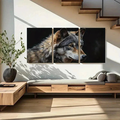 3pcs Expressive Wolf Themed Modern Wall Art Set Canvas Framed 40x60cm - High Quality Print 100% Australian Made Wall Canvas Ready to Hang