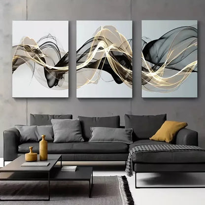 3pcs Abstract Ribbon Painting Wall Art Set Canvas Unframed - High Quality Print 100% Australian Made Wall Canvas