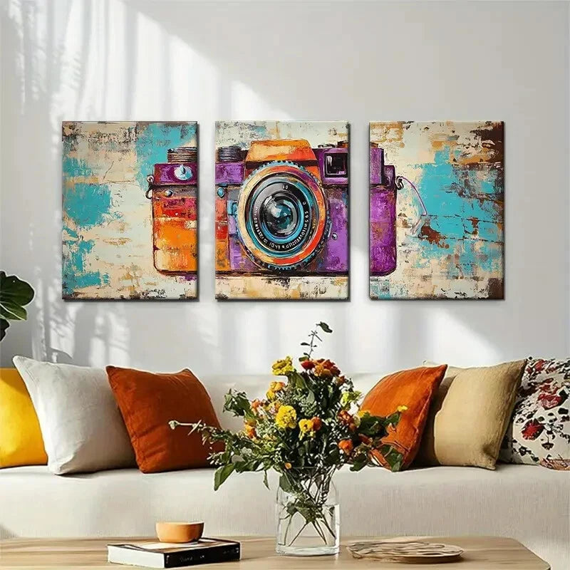 3pcs Vintage Camera Aesthetic Metal Print Ready to Hang Art