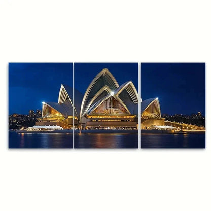 3pcs Sydney Opera House Travel Metal Print Ready to Hang Art
