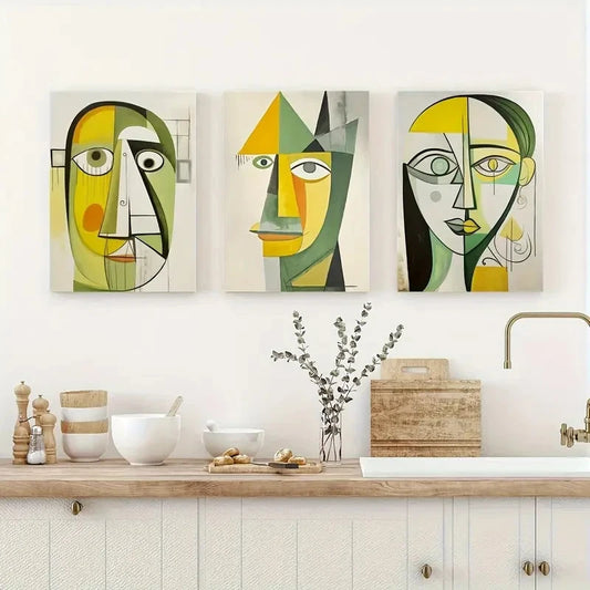 3pcs Picasso Abstract Art Prints Metal Print Ready to Hang Art