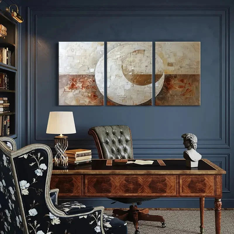 3pcs Abstract Art Geometric DesignTextured Surface Metal Print Ready to Hang Art