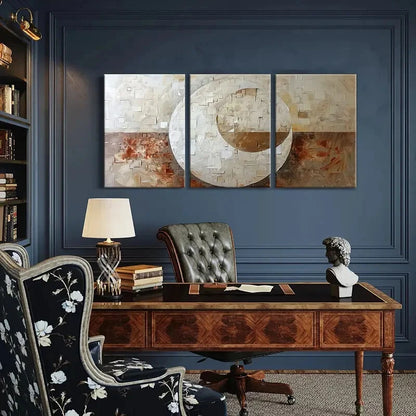 3pcs Abstract Art Geometric DesignTextured Surface Metal Print Ready to Hang Art