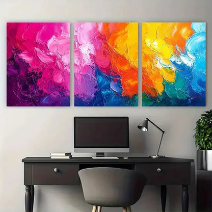 3pcs Multicolor Abstract Scribbles and Splashes Wall Art Canvas Unframed – High Quality Print 100% Australian Made Wall Canvas