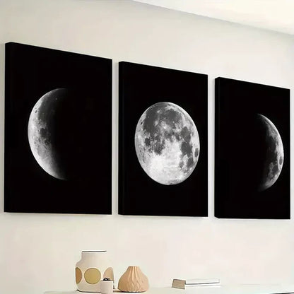 3pcs Minimalist Wind Moon Rotation Process Wall Art Canvas Unframed - High Quality Print 100% Australian Made Wall Canvas