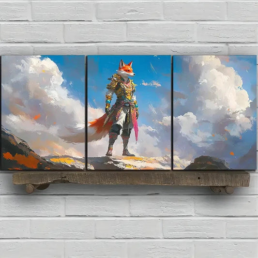 3pcs Beautiful Standing Red Fox Metal Print Ready to Hang Art