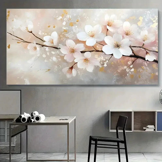 Abstract Pink Plum Blossom wall canvas office home room framed 120x60cm - Bella Home Decor