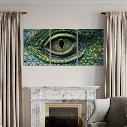 3pcs Artistic Reptile Eye Texture Intricate Scale Metal Print Ready to Hang Art
