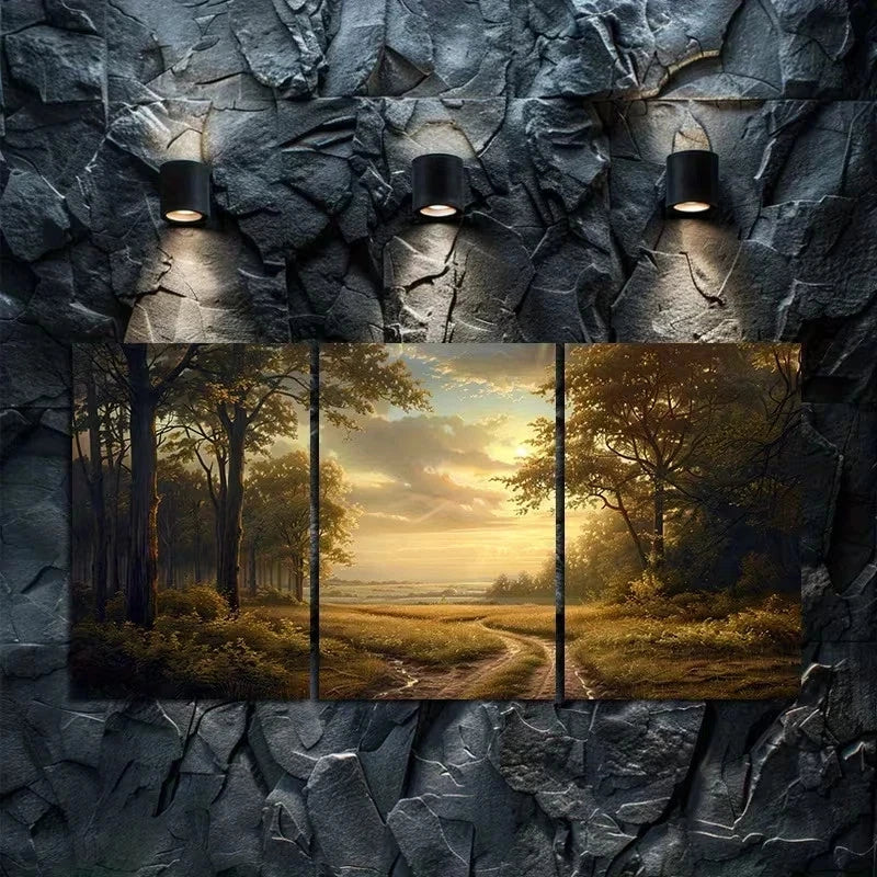 3pcs Landscape of a Colorful Forest Metal Print Ready to Hang Art