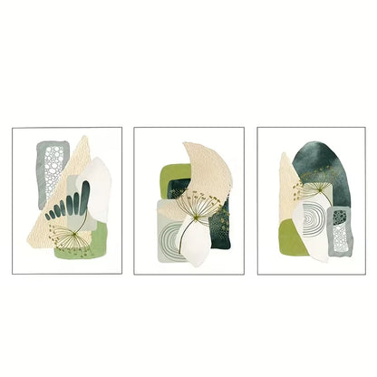 3pcs Green Abstract Green & Tones  Wall Art Set Canvas Framed 60x90cm - High Quality Print 100% Australian Made Wall Canvas Ready to Hang