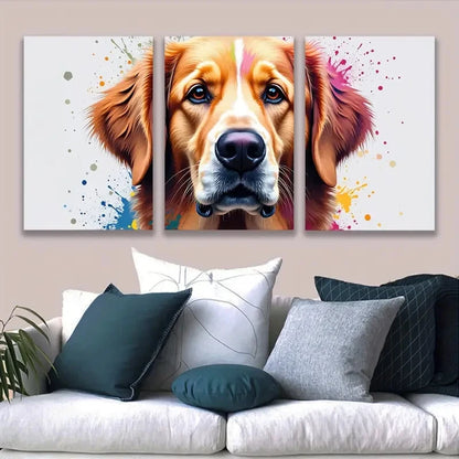 3pcs Golden Retriever Dog Wall Art Set Canvas Framed 60x90cm - High Quality Print 100% Australian Made Wall Canvas Ready to Hang