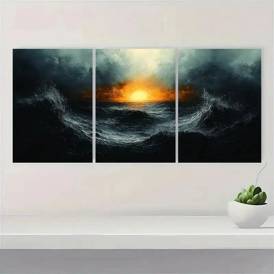 3pcs Black and White Minimalist Abstract Metal Print Ready to Hang Art