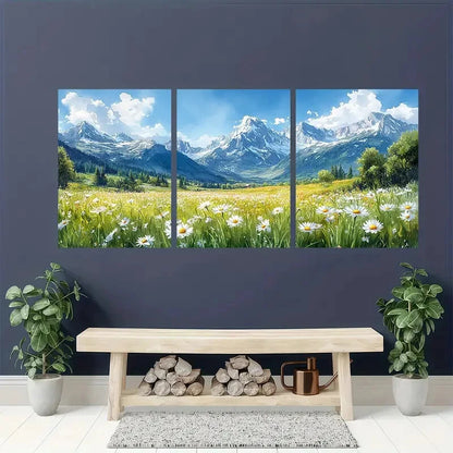3pcs Rocky Mountains Painting Spring Watercolor Metal Print Ready to Hang Art