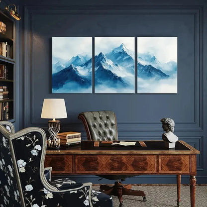 3pcs Set of Alpine Majesty Mountain Landscape Metal Print Ready to Hang Art