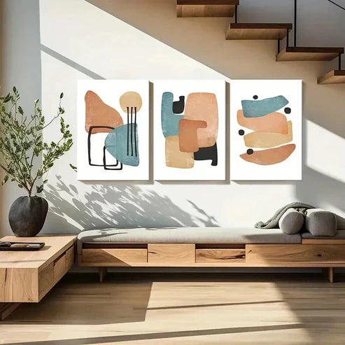 3pcs Abstract Modern Geometric Decoration Wall Art Canvas Unframed - High Quality Print 100% Australian Made Wall Canvas