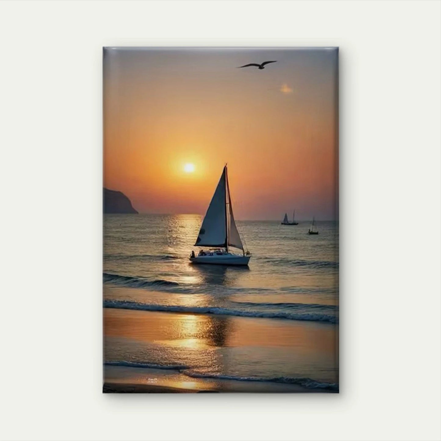 Vibrant Sunset Sail Oil Painting 60x90cm Home Decor Wall Print Art