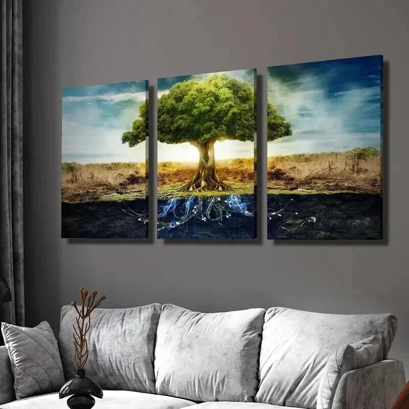 3pcs Grafted Olive Tree Decoration Wall Art Set Canvas Framed 40x60cm - High Quality Print 100% Australian Made Wall Canvas Ready to Hang
