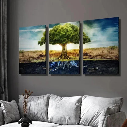 3pcs Grafted Olive Tree Decoration Wall Art Set Canvas Framed 40x60cm - High Quality Print 100% Australian Made Wall Canvas Ready to Hang