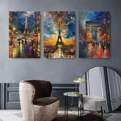 3pcs Featuring the Beautiful Eiffel Tower Metal Print Ready to Hang Art