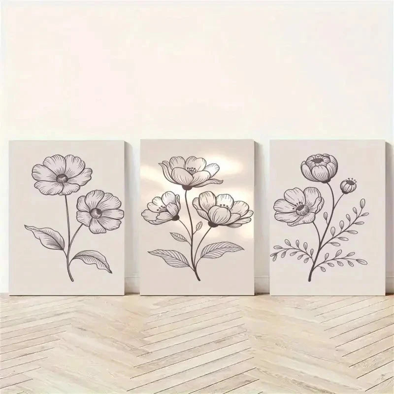 3pcs Magnolia Flowers Botanical Prints Metal Print Ready to Hang Art