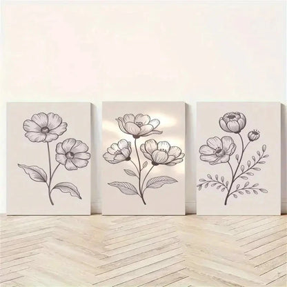 3pcs Magnolia Flowers Botanical Prints Metal Print Ready to Hang Art