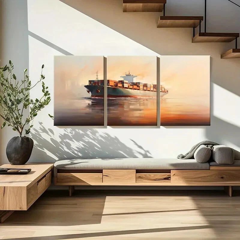 3pcs Maritime Sunset Serenity Vintage Metal Print Ready to Hang Art