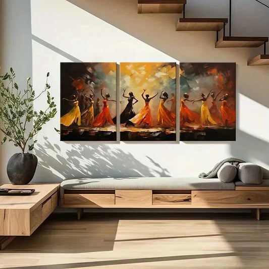 3pcs Vintage Beautiful Dancing At Party Wall Art Set Canvas Framed 40x60cm - High Quality Print 100% Australian Made Wall Canvas Ready to Hang