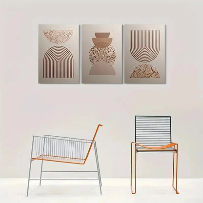 3pcs Abstract Geometric Acrylic Glaze Metal Print Ready to Hang Art