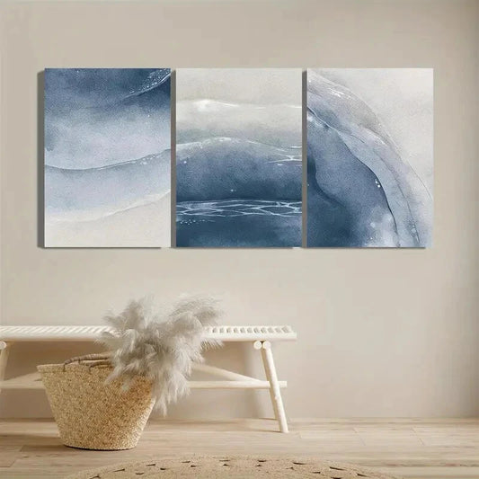 3pcs Ocean and Beach Trio Blue Metal Print Ready to Hang Art