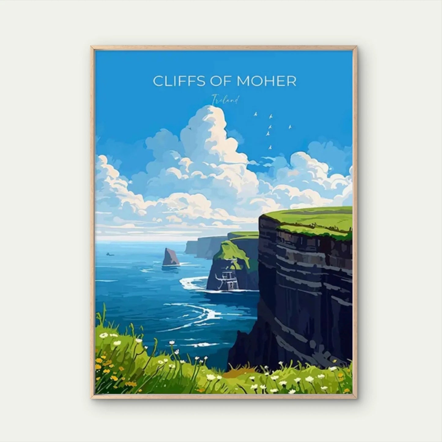 Cliffs Of Moher Ireland Landscape Irish Coastal Travel Poster Print Wall Art