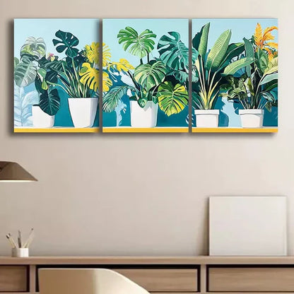 3pcs Luxurious Green Plant Canvas Framed 60x90cm - High Quality Print 100% Australian Made Wall Canvas Ready to Hang