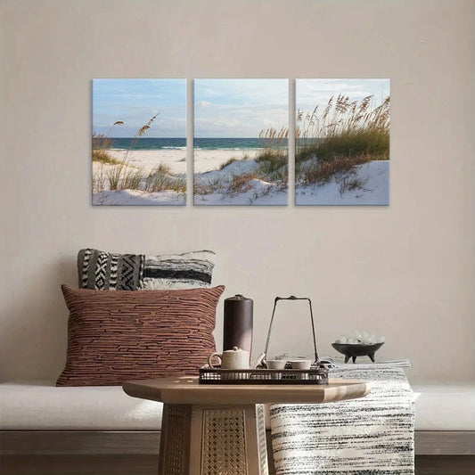 3pcs Coastal Beach Scenery Seascape Metal Print Ready to Hang Art