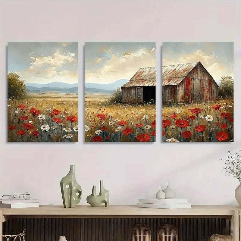 3pcs Modern Farmhouse Watercolor Abstract Flower Metal Print Ready to Hang Art