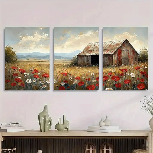 3pcs Modern Farmhouse Watercolor Abstract Flower Metal Print Ready to Hang Art