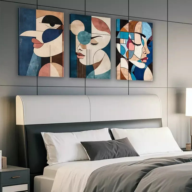 3pcs Modern Abstract Face Canvas Framed 40x60cm - High Quality Print 100% Australian Made Wall Canvas Ready to Hang