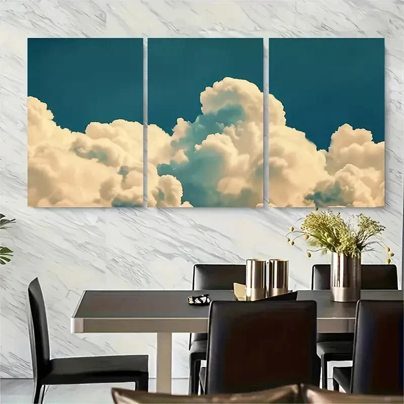 3pcs Vintage Clouds in Sky Photo Surreal Dream Art Metal Print Ready to Hang Art