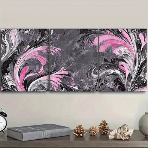 3pcs pink and black colors Wall Art Canvas Unframed - High Quality Print 100% Australian Made Wall Canvas