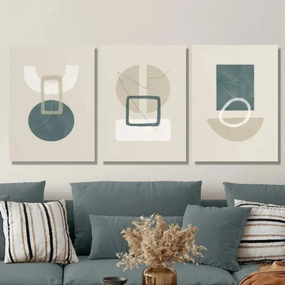 3pcs Colorful Abstract Geometric Shape Art Metal Print Ready to Hang Art