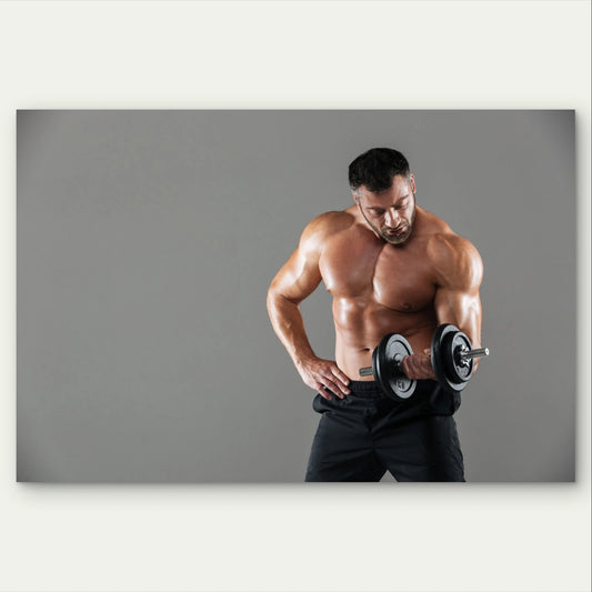 Athletic Man Curling a Dumbbell 5mm Plastic Poster Ready to Hang 90x60cm