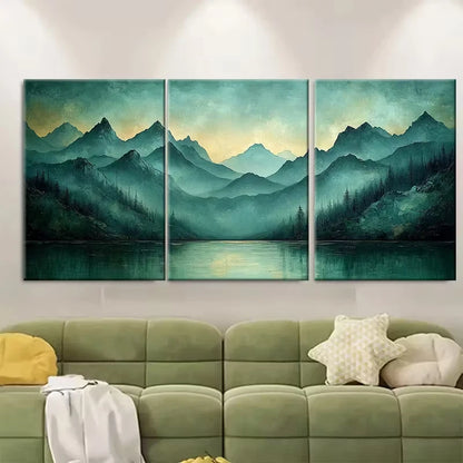 3pcs Abstract Mountain Oil Painting Metal Print Ready to Hang Art
