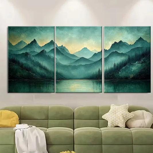 3pcs Abstract Mountain Oil Painting Metal Print Ready to Hang Art