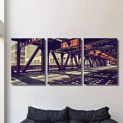 3pcs Chicago Illinois print, bridge Metal Print Ready to Hang Art