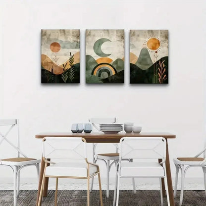 3pcs Abstract Geometric Landscape Decor Metal Print Ready to Hang Art