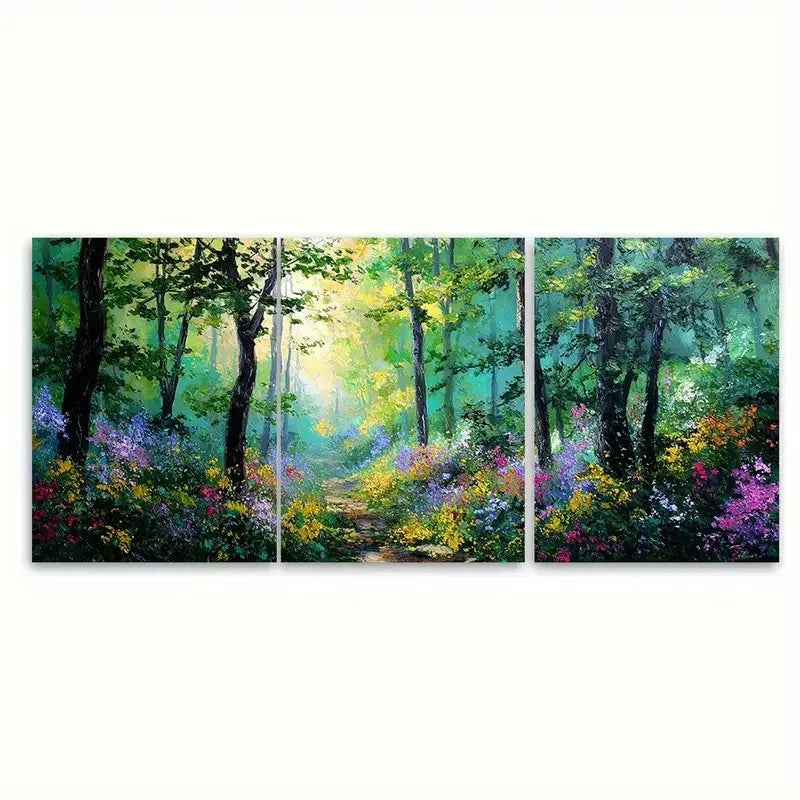 3pcs Hand-Painted Forest Path Landscape Wall Art Set Canvas Framed 60x90cm - High Quality Print 100% Australian Made Wall Canvas Ready to Hang