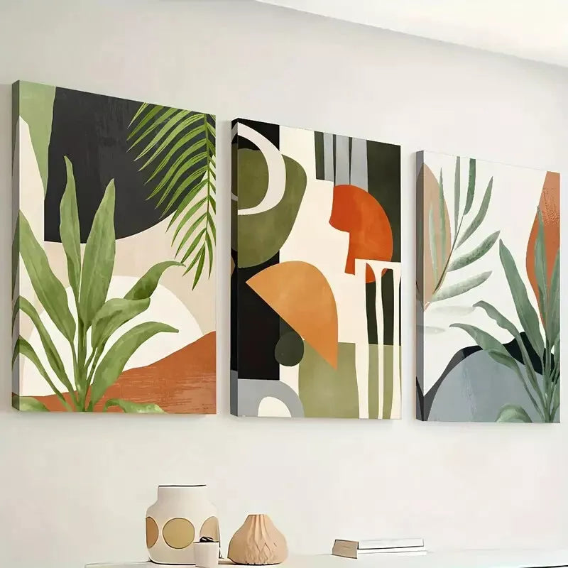 3pcs Tropical Plant  Wall Art Set Canvas Framed 50x70cm - High Quality Print 100% Australian Made Wall Canvas Ready to Hang - Bella Home Decor