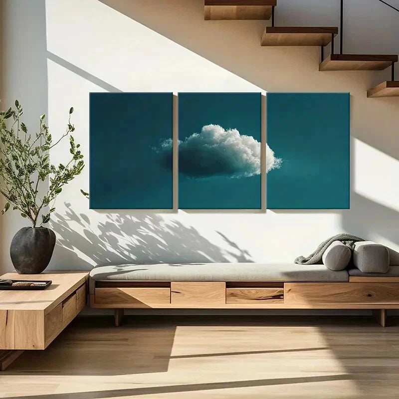 3pcs Abstract Cloudscape Art Poster Metal Print Ready to Hang Art