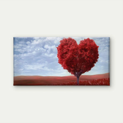 Red Heart-Shaped Tree Wall Art Canvas Office Home Room Framed 120x60cm
