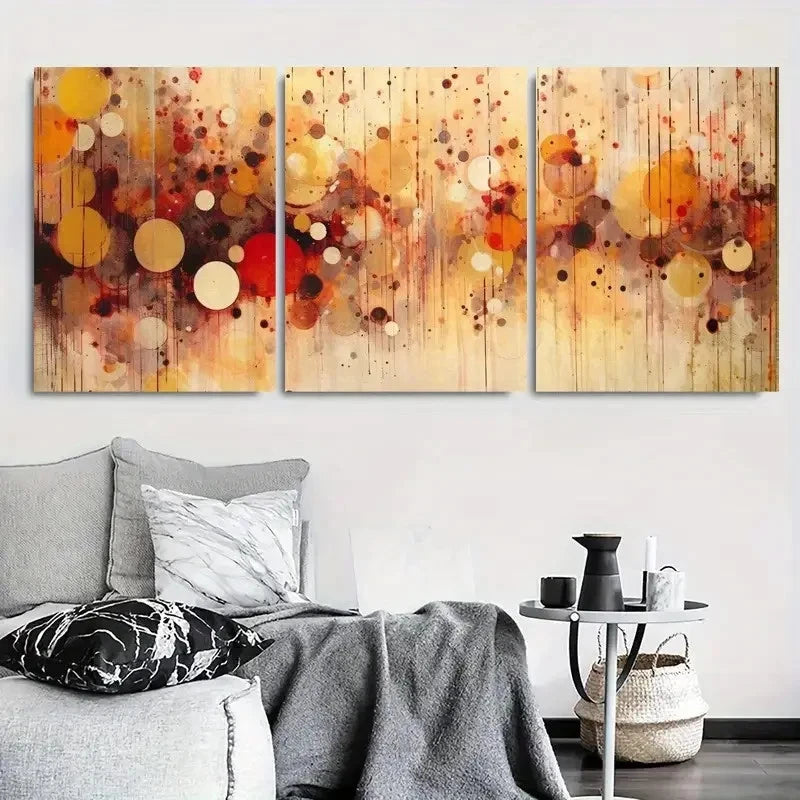 3pcs Modern Geometric Vibrant Abstract Bokeh Metal Print Ready to Hang Art